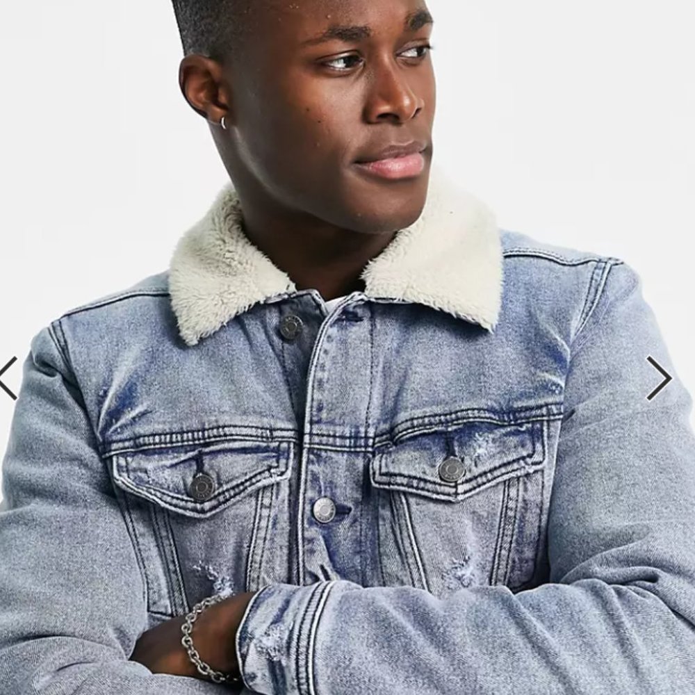 Men's Hollister Jean Jacket w/ Sherpa Lined Collar